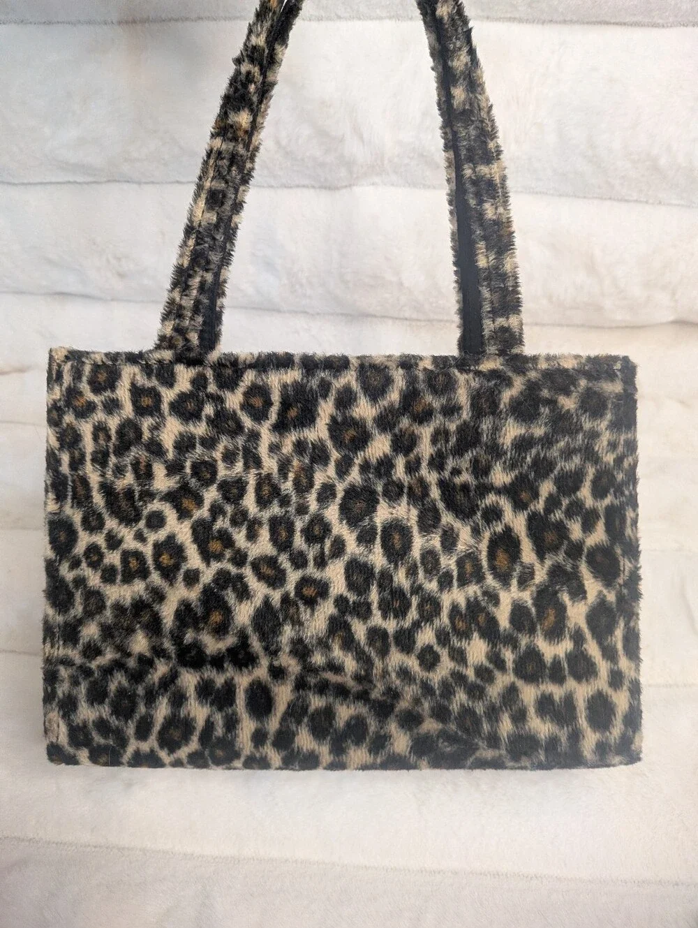 Kate Spade Vtg Faux Fur Leopard Print Sam Mini Tote Bag